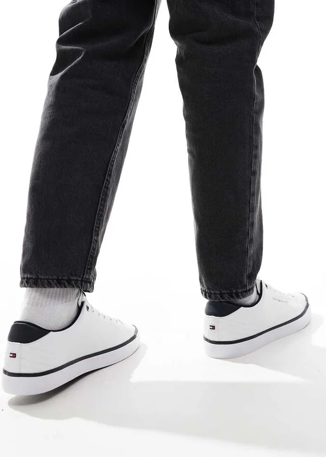 Tommy Hilfiger vulcanized leather sneakers in white - Image 4
