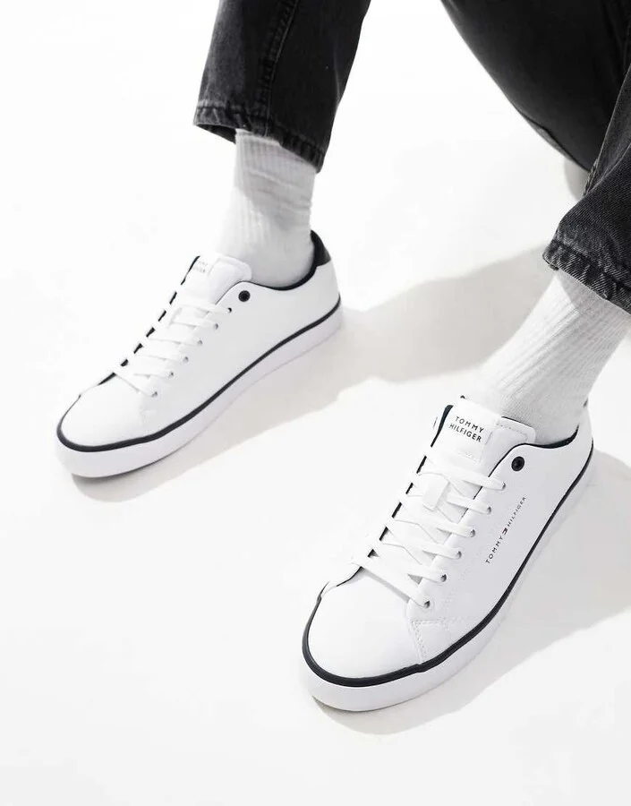 Tommy Hilfiger vulcanized leather sneakers in white