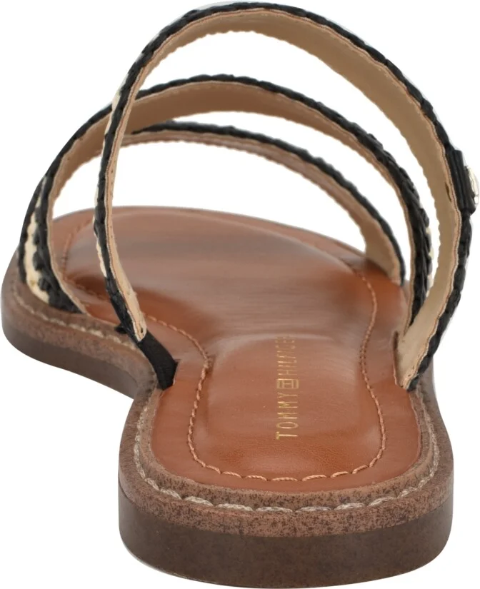 Tommy Hilfiger Women's Brelyn Raffia Slip-On Flat Sandals - Black/White - Image 3