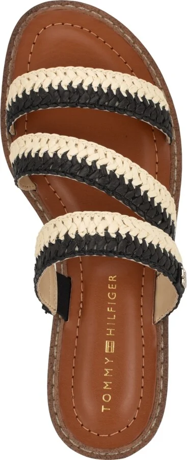 Tommy Hilfiger Women's Brelyn Raffia Slip-On Flat Sandals - Black/White - Image 4