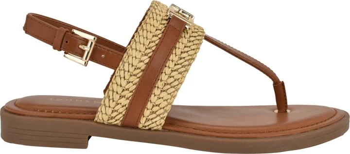 Tommy Hilfiger Women's Carree T-Strap Flat Sandals - Raffia/Brown - Image 2
