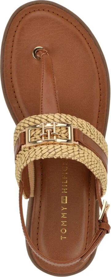 Tommy Hilfiger Women's Carree T-Strap Flat Sandals - Raffia/Brown - Image 4