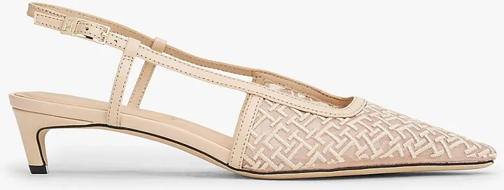Tommy Hilfiger Women's Embroidered Monogram Heeled Slingback - Pink - US 6 / EU 36