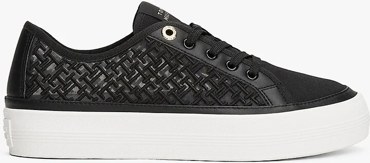 Tommy Hilfiger Women's Embroidered TH Monogram Mesh Sneaker - Black - US 6 / EU 36