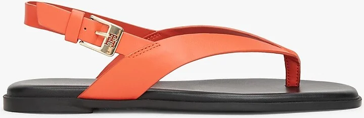 Tommy Hilfiger Women's Flat Leather Slingback Sandal - Orange - US 6 / EU 36