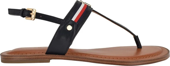Tommy Hilfiger Women's Gabry Signature Stripe T-Strap Flat Sandals - Image 2