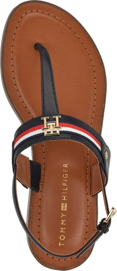 Tommy Hilfiger Women's Gabry Signature Stripe T-Strap Flat Sandals - Image 4