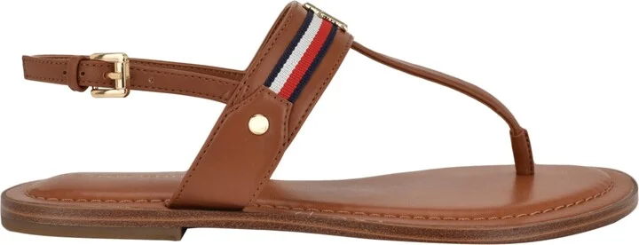 Tommy Hilfiger Women's Gabry Signature Stripe T-Strap Flat Sandals - Image 6