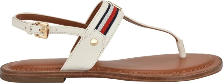Tommy Hilfiger Women's Gabry Signature Stripe T-Strap Flat Sandals - Image 10