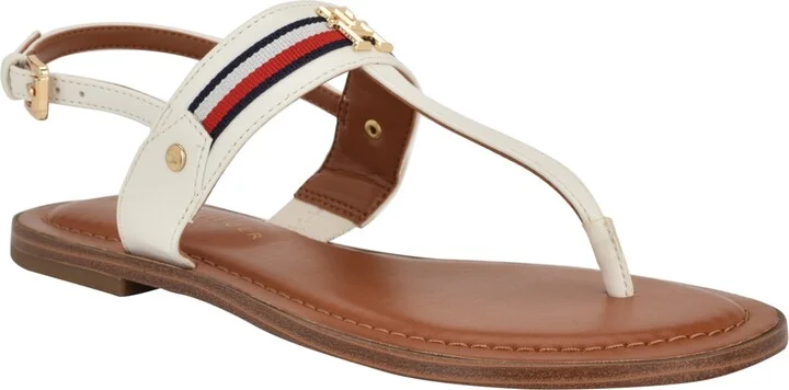 Tommy Hilfiger Women's Gabry Signature Stripe T-Strap Flat Sandals - Image 11