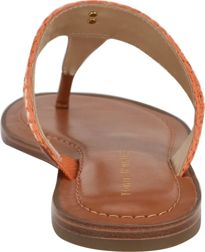 Tommy Hilfiger Women's Gojia Braided T-Strap Slip-On Flat Sandals - Orange/Cream - Image 3