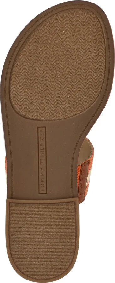 Tommy Hilfiger Women's Gojia Braided T-Strap Slip-On Flat Sandals - Orange/Cream - Image 5