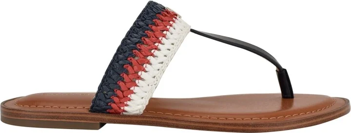 Tommy Hilfiger Women's Gojia Braided T-Strap Slip-On Flat Sandals - Orange/Cream - Image 6