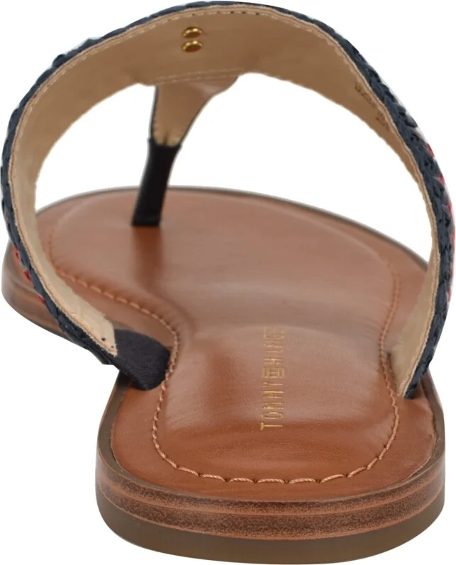 Tommy Hilfiger Women's Gojia Braided T-Strap Slip-On Flat Sandals - Orange/Cream - Image 7