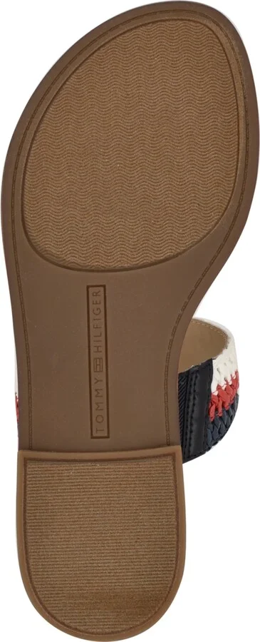 Tommy Hilfiger Women's Gojia Braided T-Strap Slip-On Flat Sandals - Orange/Cream - Image 9