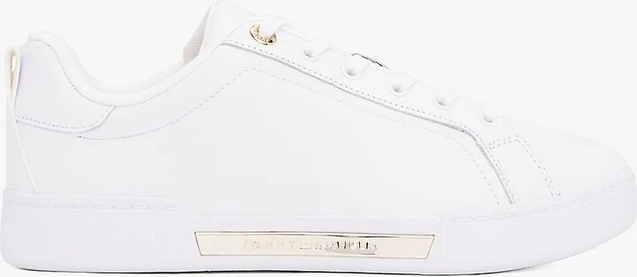 Tommy Hilfiger Women's Hilfiger Logo Leather Sneaker - White - US 6 / EU 36