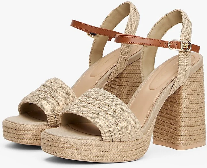 Tommy Hilfiger Women's Jute-Trim Block-Heel Platform Sandal - Beige - US 8.5 / EU 39