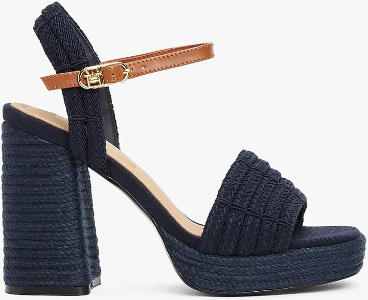 Tommy Hilfiger Women's Jute-Trim Block-Heel Platform Sandal - Navy - US 6 / EU 36