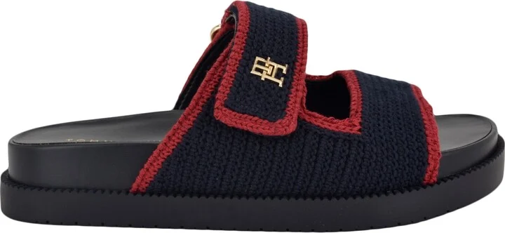 Tommy Hilfiger Women's Landyn Crochet Double Band Flat Sandals - Navy/Red - Image 2