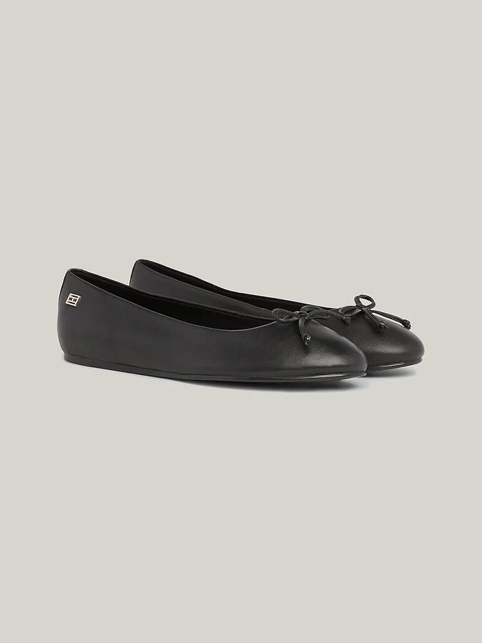 Tommy Hilfiger Women's Leather Ballet Flat - Black - US 6 / EU 36