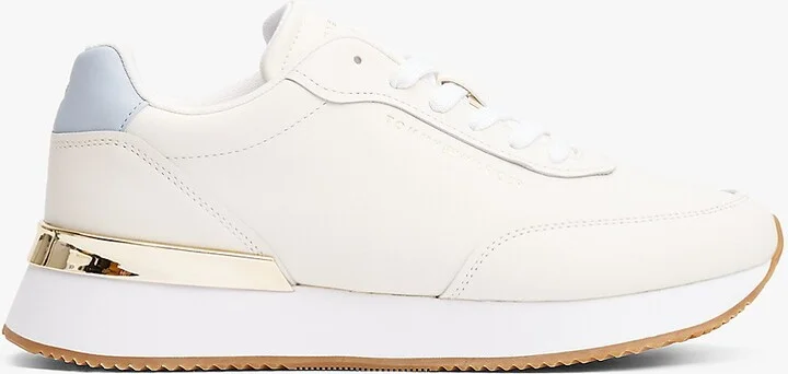 Tommy Hilfiger Women's Leather Contrast Heel Sneaker - Blue - US 6 / EU 36