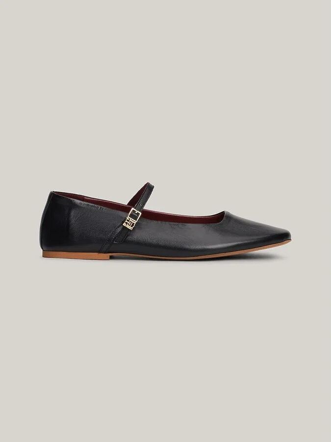 Tommy Hilfiger Women's Leather Mary Jane Ballet Flat - Black - US 9 / EU 40