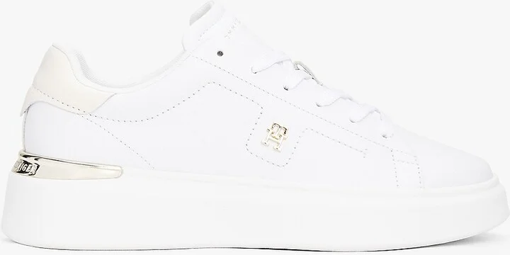 Tommy Hilfiger Women's Leather Platform Court Sneaker - White - US 5 / EU 35