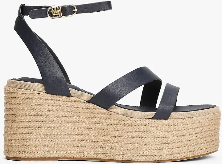 Tommy Hilfiger Women's Leather-Strap Platform Espadrille - Blue - US 6.5 / EU 37