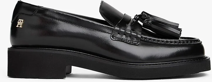 Tommy Hilfiger Women's Leather Tassel Loafer - Black - US 6 / EU 36