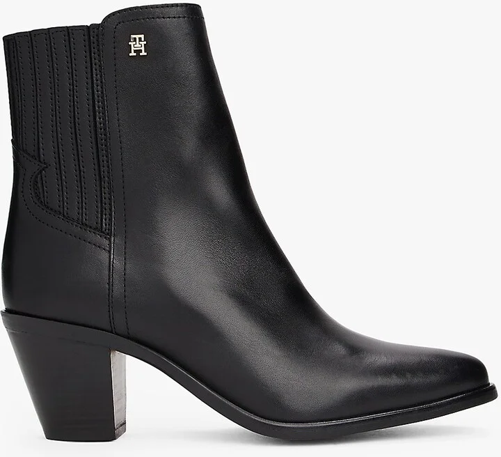 Tommy Hilfiger Women's Leather Western Chelsea Boot - Black - US 6 / EU 36