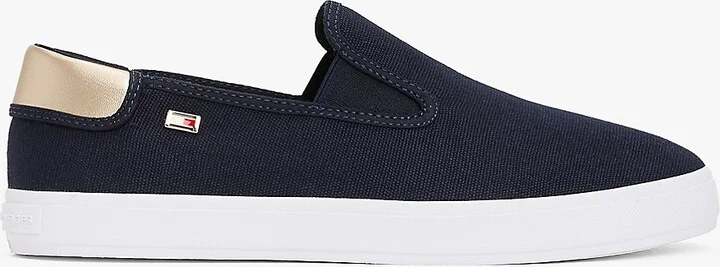 Tommy Hilfiger Women's Metallic Heel Canvas Slip-On Sneaker - Navy - US 6 / EU 36