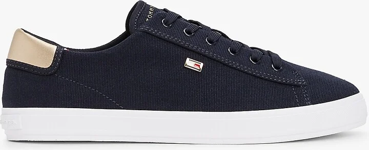 Tommy Hilfiger Women's Metallic Heel Canvas Sneaker - Navy - US 5 / EU 35
