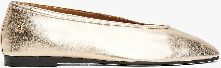 Tommy Hilfiger Women's Metallic Leather Ballerina Flat - Yellow - US 6 / EU 36