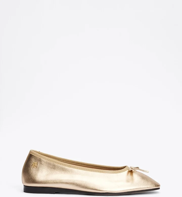 Tommy Hilfiger Women's Metallic Leather Ballet Flat - Yellow - US 6 / EU 36