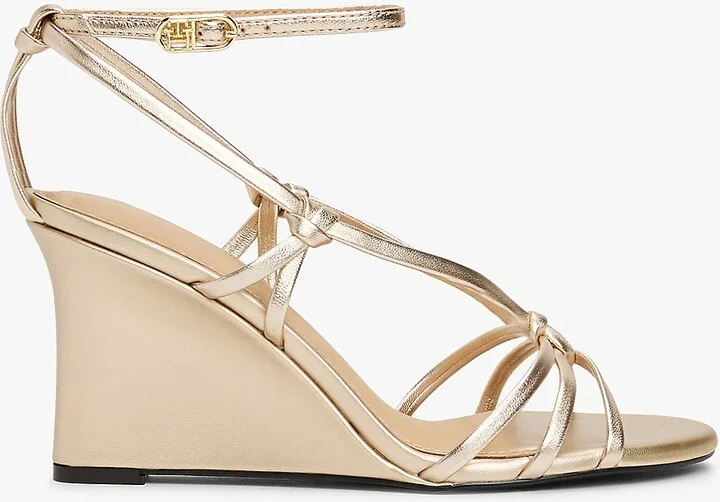 Tommy Hilfiger Women's Metallic Leather Wedge Sandal - Yellow - US 6 / EU 36