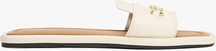 Tommy Hilfiger Women's Monogram Horsebit Leather Sandal - Beige - US 6 / EU 36