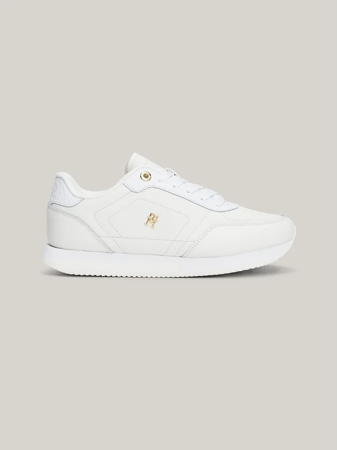 Tommy Hilfiger Women's Monogram Logo Mixed Panel Sneaker - White - US 9 / EU 40