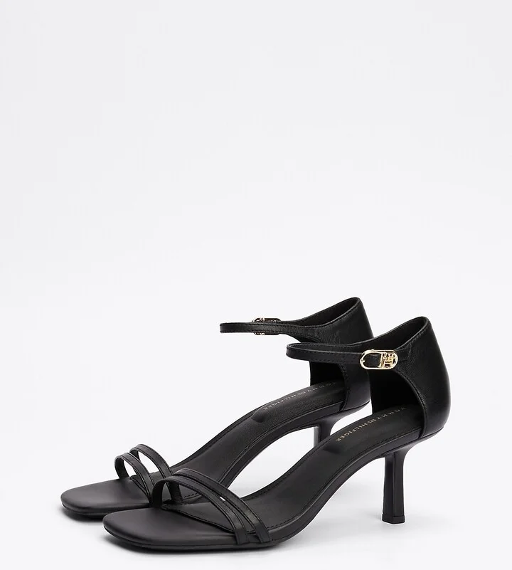 Tommy Hilfiger Women's Monogram Strap Kitten Heel Shoe - Black - US 9.5 / EU 41