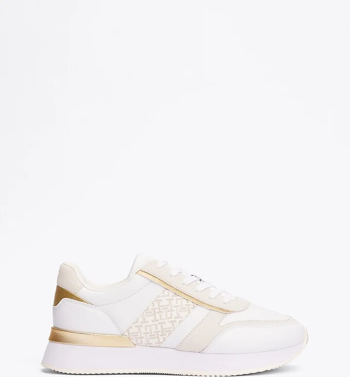 Tommy Hilfiger Women's Monogram Stripe Runner Sneaker - White - US 6 / EU 36