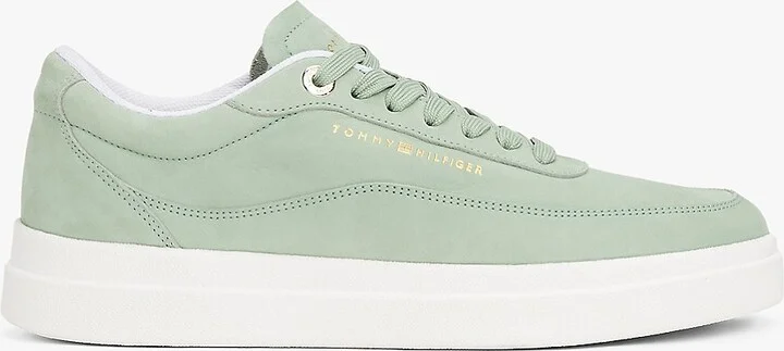 Tommy Hilfiger Women's Nubuck Leather Platform Court Sneaker - Green - US 6 / EU 36