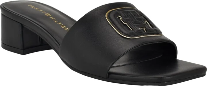 Tommy Hilfiger Women's Penni Logo Block Heel Slip-On Sandals
