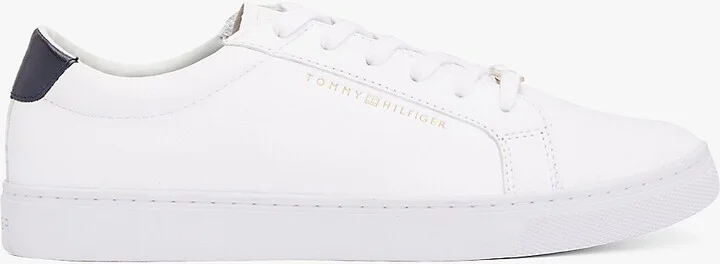Tommy Hilfiger Women's Solid Leather Sneaker - White - US 6 / EU 36
