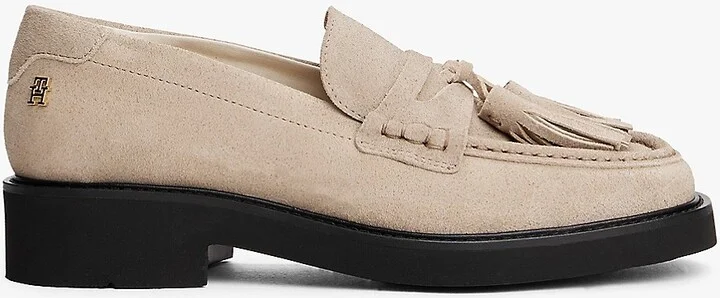 Tommy Hilfiger Women's Suede Tassel Loafer - Beige - US 6 / EU 36