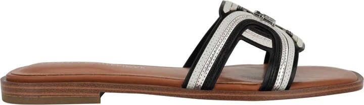 Tommy Hilfiger Women's Tressi Logo Flat Slide Sandals - Black/Silver - Image 2