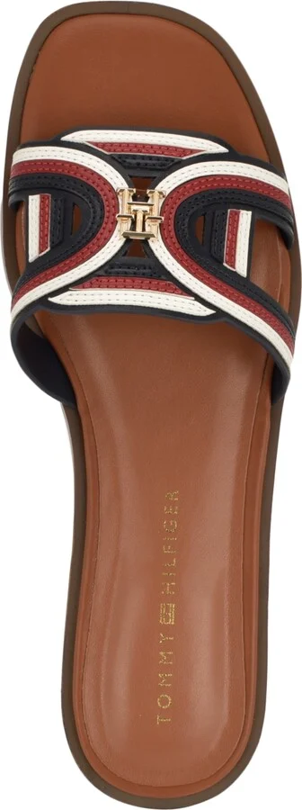 Tommy Hilfiger Women's Tressi Logo Flat Slide Sandals - Black/Silver - Image 8