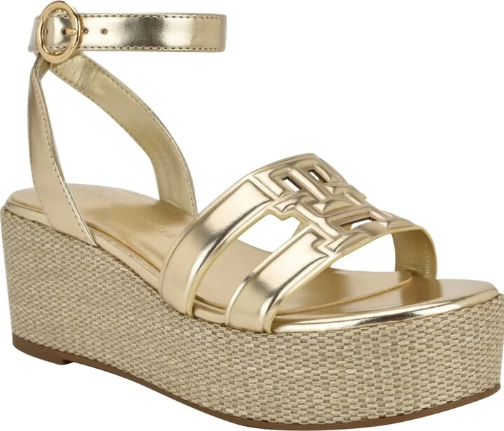 Tommy Hilfiger Women's Vastie Raffia Platform Wedge Sandals