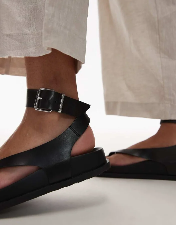 Tommy Jeans ankle strap sandal in black - Image 2
