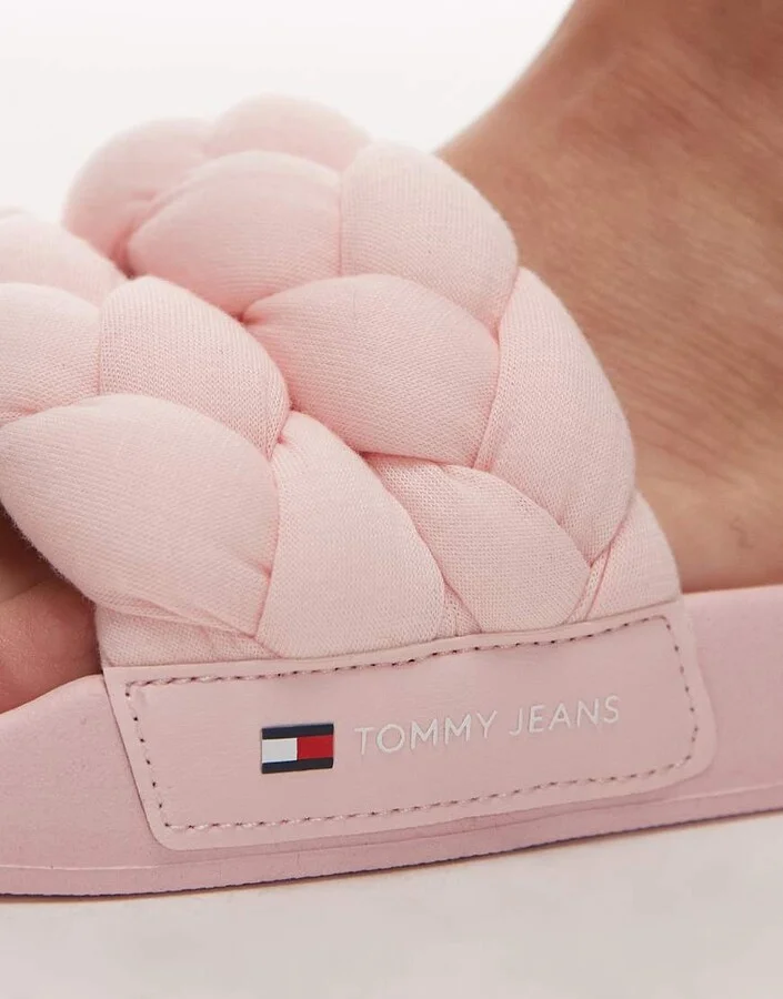 Tommy Jeans braided slides in baby pink - Image 2