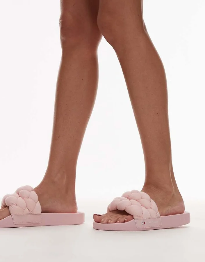 Tommy Jeans braided slides in baby pink - Image 3