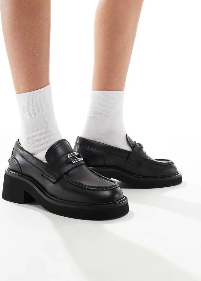 Tommy Jeans chunky heeled loafers in black